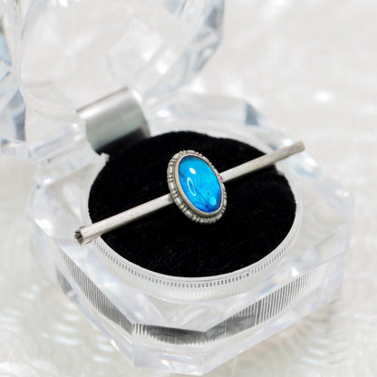 Antique 1910s Morpho Menelaus Blue Butterfly Wing and Silver Bar Brooch