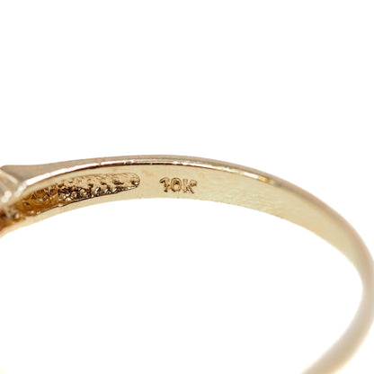 Vintage 1990s 10k Yellow Gold Natural Red Ruby, and Diamond Wedding Band Ring Size 7.25