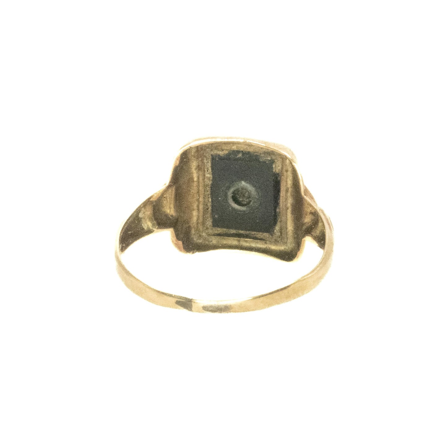 Vintage 1930s Art Deco Onyx, Diamond, and 10K Mixed Metal Gold Square Ring Size 5.75 - 30s Yellow Gold Black Onyx, Diamond Ring