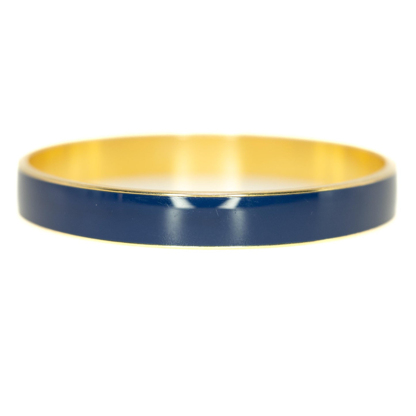 Vintage 1980s TRIFARI Blue Gold Plate Bangle - Yellow Gold Plate Dark Blue 7.75" Bracelet - 80s Designer Costume Blue Bracelet