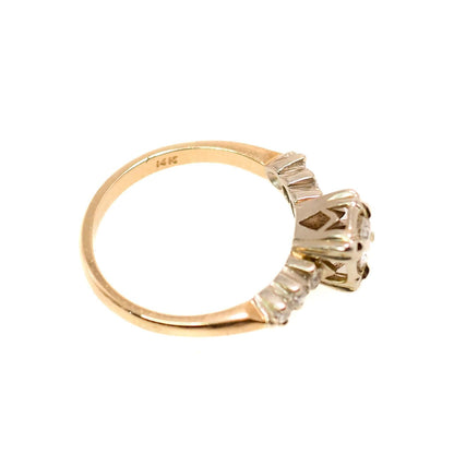 Vintage 1930s Art Deco Two Tone 0.50 CTTW Diamond Illusion Setting 14k Engagement Ring Size 6.75