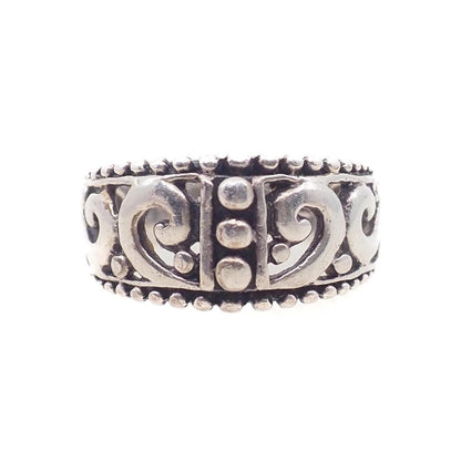 Vintage 1990s Sterling Silver Thick Band Southwestern Ring Size 6.75