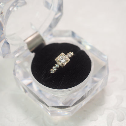 Vintage 1930s Art Deco Two Tone 0.50 CTTW Diamond Illusion Setting 14k Engagement Ring Size 6.75