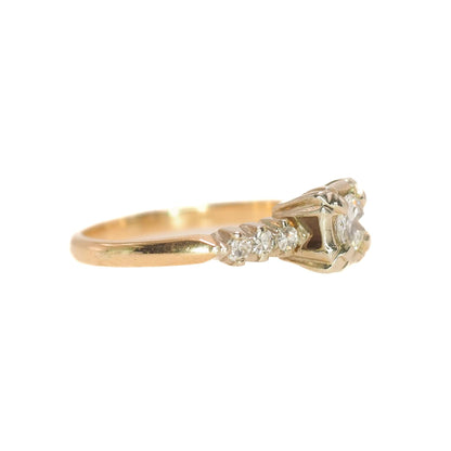 Vintage 1930s Art Deco Two Tone 0.50 CTTW Diamond Illusion Setting 14k Engagement Ring Size 6.75