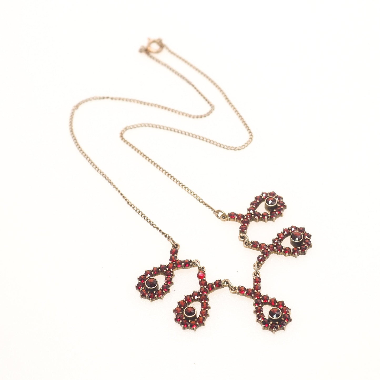 Vintage 1960s GRANAT TURNOV Rose Cut Bohemian Garnet Drop Choker 14.5" Necklace - 60s Red Garnet Choker Necklace - Gemstone Necklace