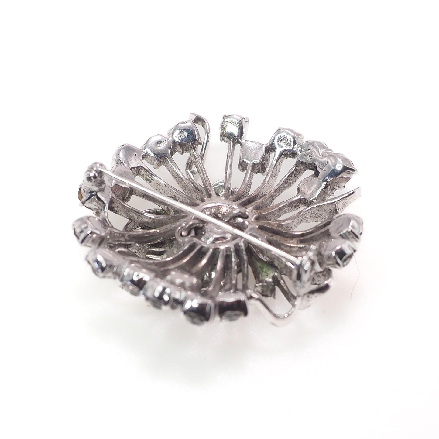 Vintage 1940s EISENBERG Ice Starburst Clear Rhinestone Sterling Silver Large Brooch - 40s Retro Designer Statement Brooch