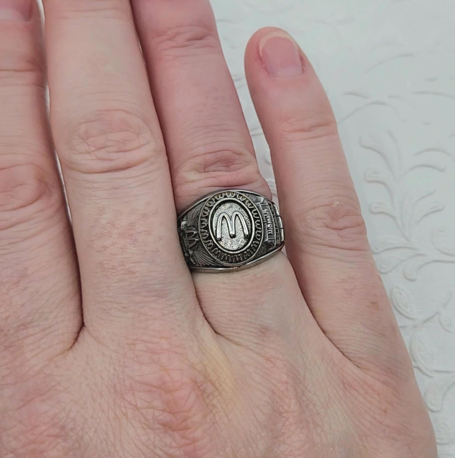 Vintage 1970s BALFOUR McDonald's Employee Recognition Stainless Steel Ring Size 7 - 70s Vintage Unisex Thick McDonald's Ring