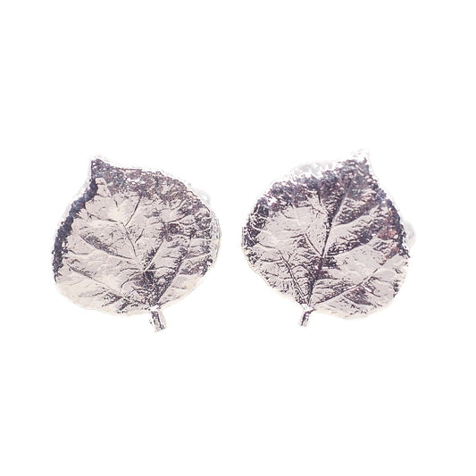 Vintage 1980s Aspen Leaf Silver Plate Unisex Cuff Links - 80s Silver Natural Fall Cufflinks - Gifts for Colorado