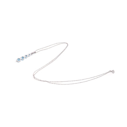 Vintage 1990s Bright Blue Glass and 10k White Gold Graduated Pendant 18" Necklace