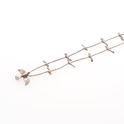 Vintage 1970s Zuni Sterling Silver Native American Bird Fetish Single Strand 27" Necklace