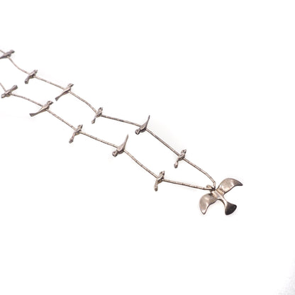 Vintage 1970s Zuni Sterling Silver Native American Bird Fetish Single Strand 27" Necklace