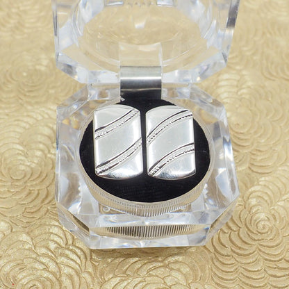 Vintage 1960s ANSON Silver Rectangle Mid-Century Modern Unisex Cufflinks