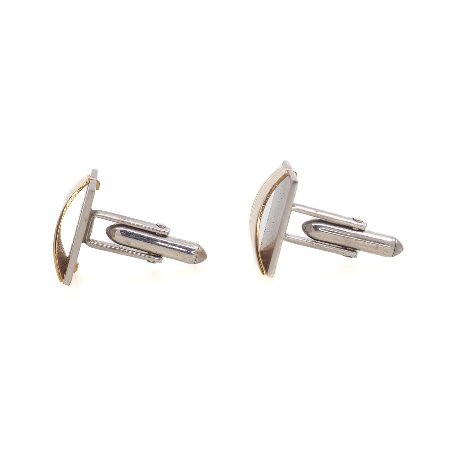 Vintage 1980s Cufflinks - Brass and Silver Tone Cufflinks - Unisex Suit and Tie Accessories