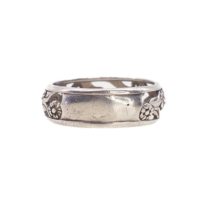 Vintage 1990s Sterling Silver Openwork Band Southwestern Flower Ring Size 7