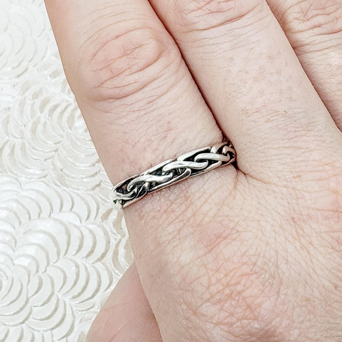 Vintage 2000s PETER STONE Sterling Silver Celtic Band Ring Size 10 - Vintage Celtic Knot Silver Mens Ring