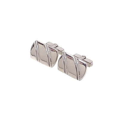 Vintage 1960s ANSON Silver Rectangle Mid-Century Modern Unisex Cufflinks