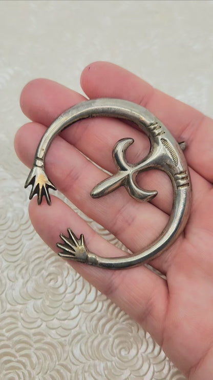 Vintage 1930s Native American Navajo Silver Plate Detachable Naja Statement Pendant