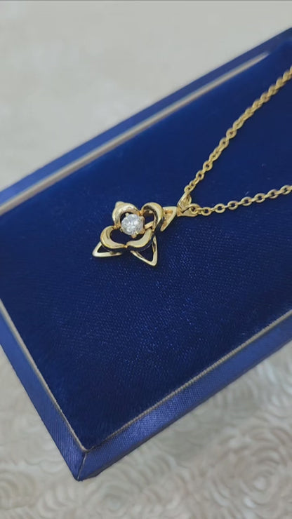 Vintage 1990s CURTIS Synthetic Moissanite Star Pendant Gold Filled 18" Necklace