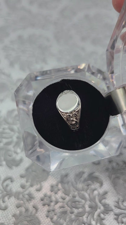 Vintage 1980s Sterling Silver Signet Ring Size 9.5