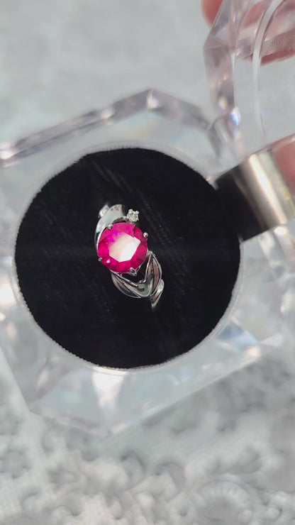 Vintage 1960s DASON Lab Ruby and Diamond 10K White Gold Ring Size 6.25