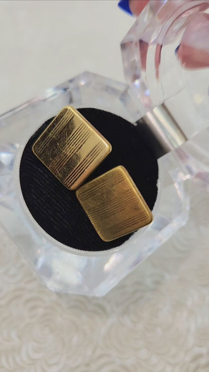 Vintage 1950s FORSTAR Gold Plated Square Minimal Unisex Cufflinks