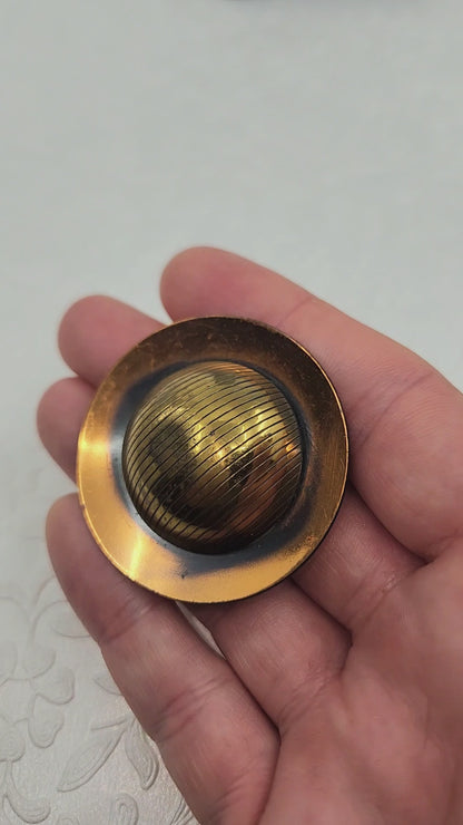 Vintage 1960s Copper Mid-Century Round Brooch