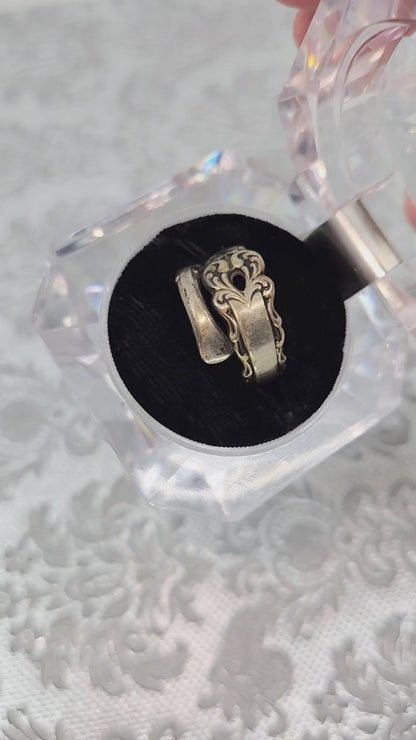 Antique 1920s Art Deco Spoon Silver Bypass Ring Size 6.5