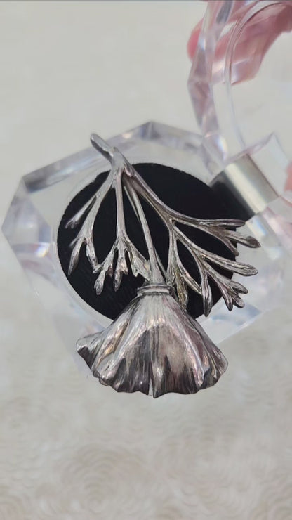 Vintage 1940s Retro Sterling Silver Flower Floral Unisex Brooch