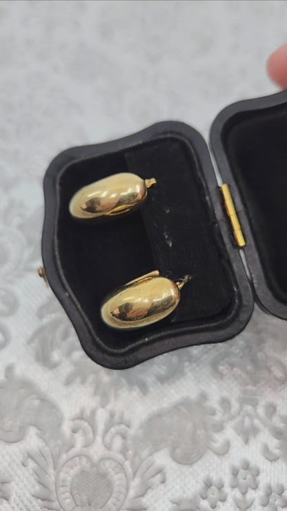 Vintage 1980s Italian Vermeil Puffy Hoop Pierced Earrings