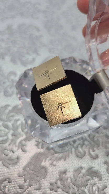 Vintage 1960s SWANK Mid Century Matte Star Gold Tone Cufflinks