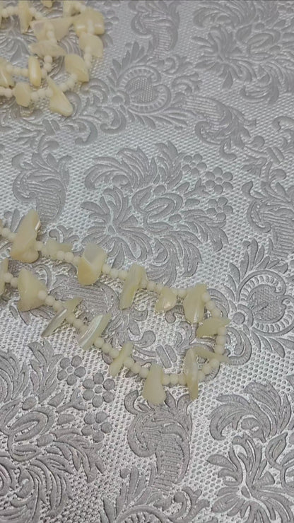 Vintage 1970s Mother of Pearl Bead 30" Opera Length Single Strand Necklace