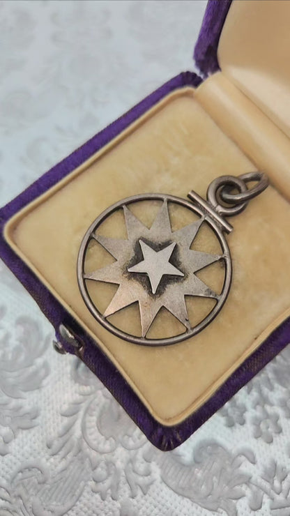 Vintage 1970s Silver Plate Large Ten-Pointed Star Decagram Statement Pendant